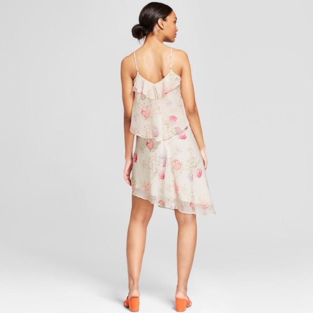 NEW Floral Sleeveless Ruffle Asymmetrical Dress C8 - Picture 3 of 8